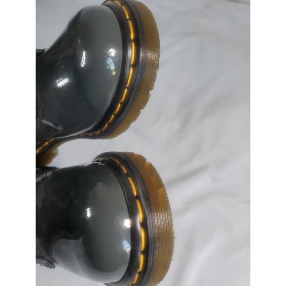 Dr Martens Boots Youth Size 6 Gray Patent Leather Doc Air Walk Lace Up 1460 W - Picture 10 of 16